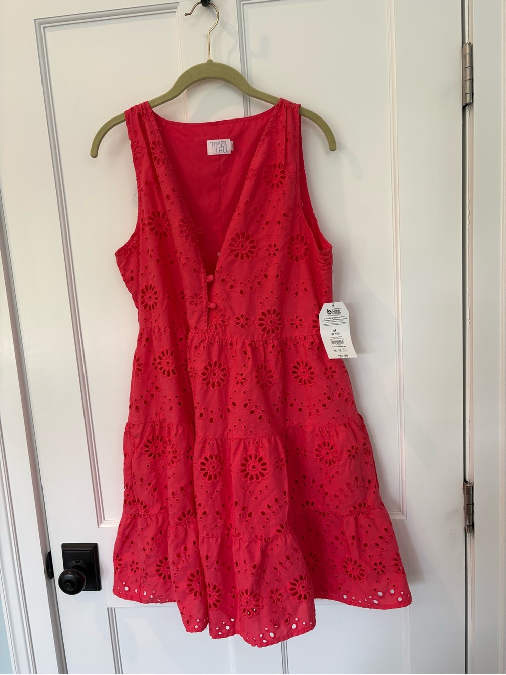 Time and Tru Red Eyelet Tiered Sundress